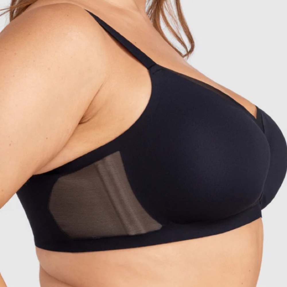 Honeylove Black Wireless Comfort Crossover Bra with Sheer Trim - Women Intimates - Picture 2 of 12